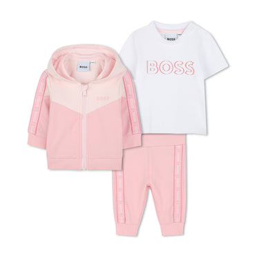 BOSS Set de pants y playera para bebe niña rosa